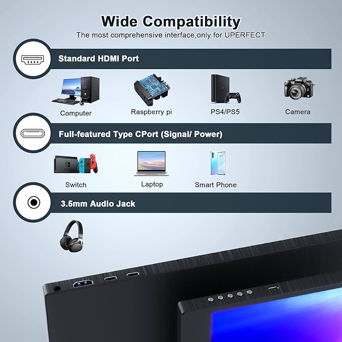 ZSCMALLS Portable Monitor 17.3 Inch 144Hz 1080P FHD Gaming Monitor USB-C HDMI Computer Display HDR IPS Laptop Screen Extender with Smart Cover/Speakers for Laptop PC Mac Phone PS3 4/5 Xbox