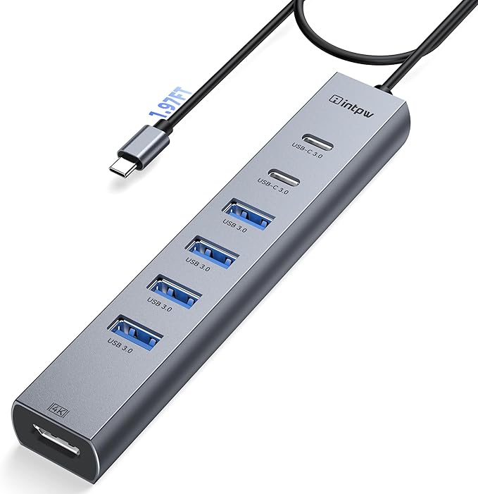 USB C Hub HDMI Multiport Adapter USB C to HDMI USBC Hub with HDMI 4K60Hz 8 Ports Aluminum Thunderbolt to USB Hub 3.0 5Gbps Type C Hub Extender for Laptop Mac iPad PC Surface(8 Ports)
