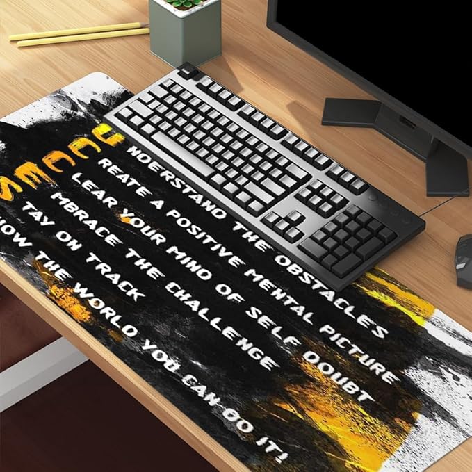 Success Motivational Desk Mat, Big Desk Pad, XXL Extended Gaming Mouse Pad, Large Mouse Pad for Desk Rubber Base Mousepad with Stitched Edges Keyboard Mouse Mat for Work Game Office Home