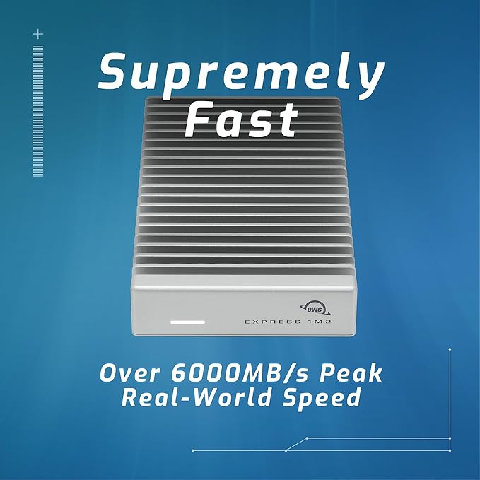 OWC 2TB Express 1M2 80Gb/s Portable NVMe SSD USB4 (Thunderbolt Compatible/USB-C) Ultra Fast External SSD Drive with Aluminum Heat Sink Enclosure