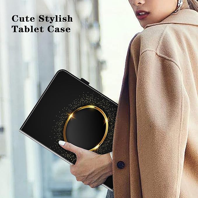 Case for iPad 11th Generation 11 Inch 2025 A16, iPad 10th Generation 10.9 inch 2022, Auto Wake/Sleep,Slim Stand Smart PU Leather Protective Cover - Gold Hoop