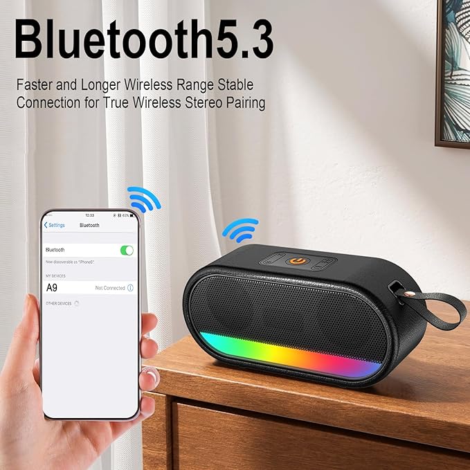 Bluetooth Speaker with 24W Dual Speaker, HD Loud Sound, Portable Outdoor Wireless Punchy Bass, Bluetooth 5.3, 10H Playtime Built-in Mics, Ultra Wireless Speaker IPX6 Waterproof for /Party/Beach/Home