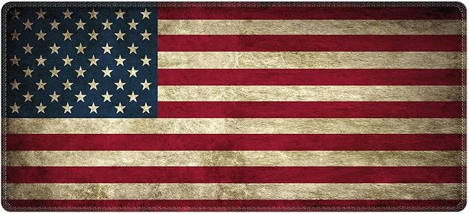 Meffort Inc Extra Large Extended Gaming Desk Mat Non-Slip Rubber Pads Stitched Edges XXL Mouse Pad 35.4 x 15.7 inch - USA Flag