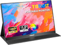 Yodoit Portable Monitor for Laptop 1920×1080 17.3" FHD Screen IPS Display with USB Type C Port, Built-in Speakers and Smart Cover Compatible with PC, MacBook, Xbox (Black)