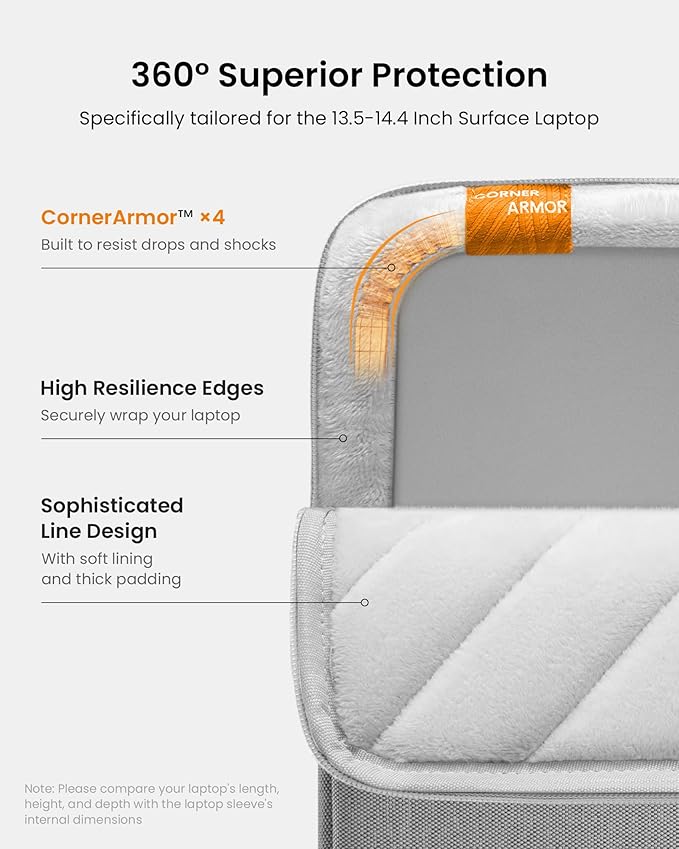 tomtoc 360 Protective Laptop Case Sleeve for 14 Inch Lenovo, HP, ASUS, Dell, Acer Laptop Notebook Ultrabook, Water-Resistant Shockproof Computer Bag with Accessory Pocket