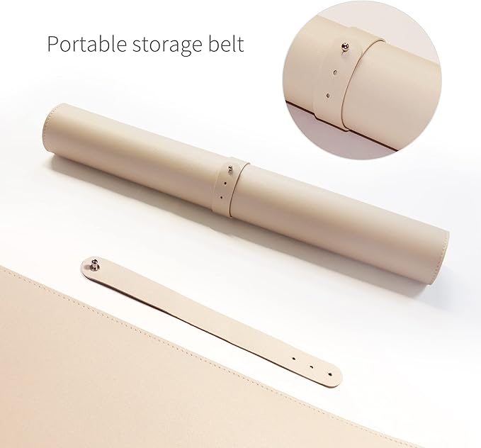 RENMTURE Dual-Sided Mouse Pad, Natural Cork & PU Leather Large Desk Pad for Office and Home Work, Desk Protector Non-Slip, Waterproof, Easy Clean (Apricot, 32"x16")