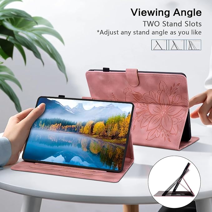 Case for iPad Pro 12.9 inch 6th/5th/4th/3rd Generation 2022/2021/2020/2018, Auto Wake/Sleep Supports Pencil Pro and Pencil(USB-C) Magnetic Clasp Stand, Pink