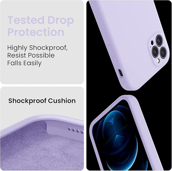 FireNova Designed for iPhone 13 Pro Max Case, Silicone [Camera Protection] Phone Case, Soft Anti-Scratch Microfiber Lining Inside, 6.7 inch, Clove Purple
