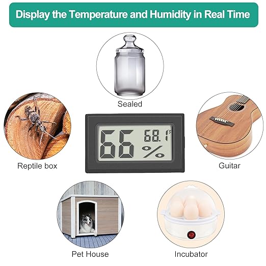 Vaikby 12-Pack Mini Digital Thermometer Hygrometer, Indoor Humidity Monitor, Temperature Humidity Gauge Meter with Fahrenheit (℉) for Bedroom, Greenhouse, Garden, Cellar, Closet, Fridge