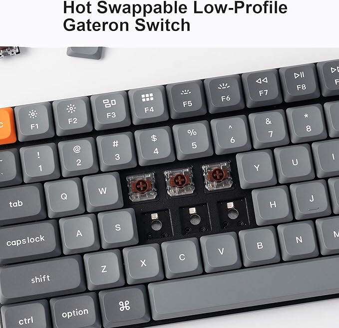 Keychron K17 Max 96% Layout Ultra-Slim Wireless Custom Mechanical Keyboard, Hot Swappable Low Profile Gateron Brown Switch QMK Programmable Bluetooth/2.4 GHz/Wired RGB Backlit NKRO for Mac Win Linux