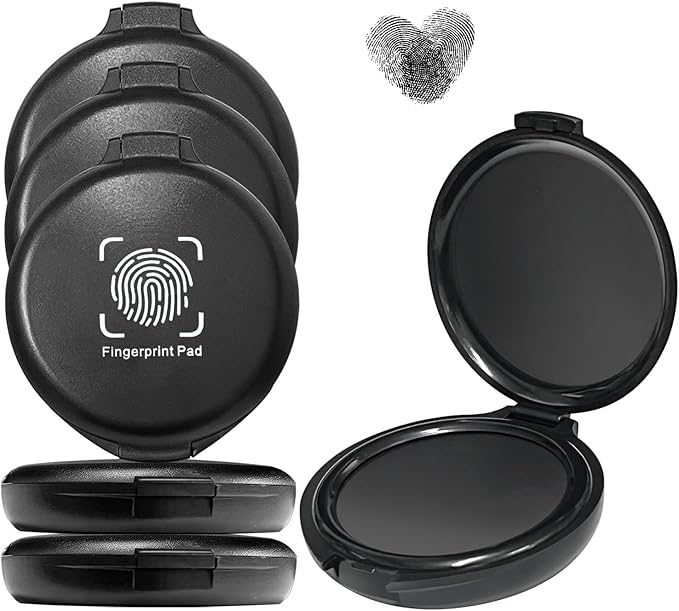 6 Pack Black Fingerprint Ink Pad, Premium Thumbprint Ink Pads for Notary Supplies, Identification, Security ID & Law Enforcement.