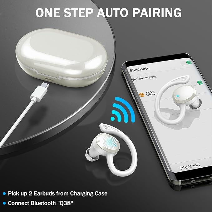 Wireless Earbuds, Sport Bluetooth 5.4 Headphones 2026 New Bluetooth Earbuds with 56Hrs Stereo, 4 ENC Mic, Noise Canceling Over-Ear Buds with Earhooks, IP7 Waterproof Earphones for Workout/Running/Gym
