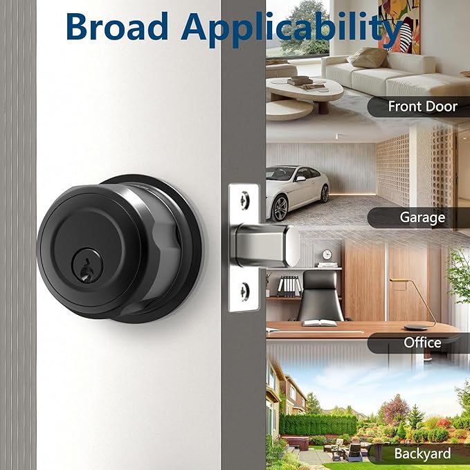 GeekTale Smart Deadbolt, Fingerprint Deadbolt Lock, Fingerprint Door Knob with Lock, Keyless Deadbolt, Keyless Entry Door Lock with App, for Front Door, Garage, Easy Installation