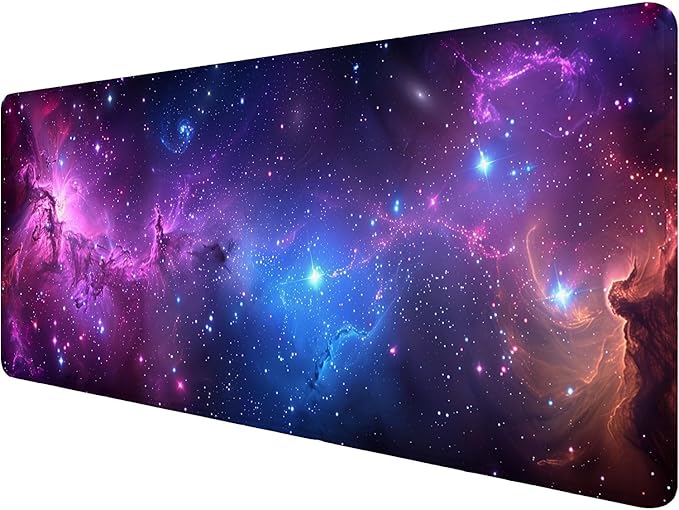 Galaxy Gaming Mouse Pad Starry Sky Planet Black Hole Extended Gaming Mouse Pad Mat with Stitched Edge Non-Slip Base Big Mouse Pad 31.5"x11.8" Office Computer Keyboard Laptop Home