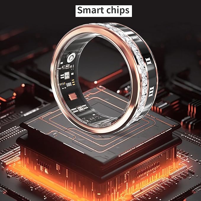 Smart Ring Health Tracker, Heart Rate Monitor Sleep Ring, Fitness Tracker for Monitoring Pressure, Oxygen, Step, Calories, Vintage Smart Rings for Men Women (9)