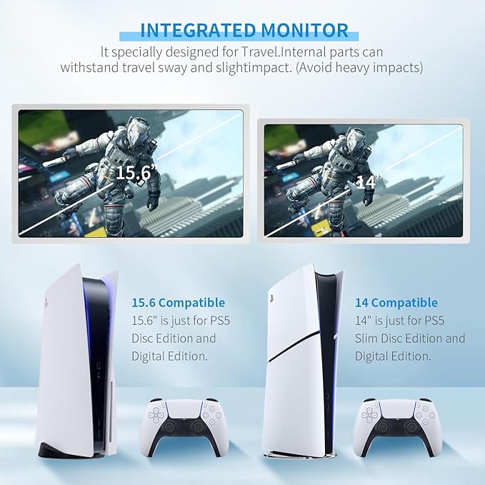 G-STORY 14" Inch IPS 4k 60Hz Portable Monitor Gaming Display Integrated with PS5 Slim(not Included) 3840×2160 with 2 HDMI Ports,FreeSync,Built-in 2 of Multimedia Stereo Speaker
