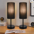 RISLG 2 Pack Table Lamp for Bedroom, Bedside Lamps for Nightstand with Wire Switch, Minimalist Desk Lamps with Linen Fabric Shade for Kids Room Living Room Office Dorm, Bulb Included