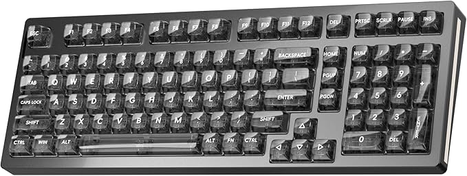 kutethy KY98 Wireless Mechanical Keyboard with Transparent Keycaps,Full Aluminum CNC,Hot-swappable,Pre-lubed Linear Switches,Gasket Structure,RGB Backlit,OLED Screen,BT5.0/2.4G/USB-C Wired (Black)
