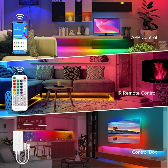 BTF-LIGHTING 6.5FT WS2811 WS2812B IC RGB DC5V 360 Degree Round Reticulate Chasing Color Neon LED Strip Kit Bluetooth Controller Flexible Silicone IP67 Waterproof Rope Light for Home Decor(No Adapter)