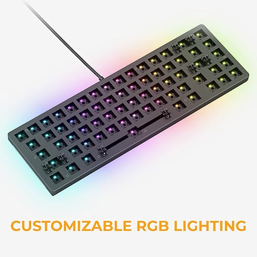 GLORIOUS Gaming GMMK 2 Compact 65% Barebones (Frame Only) - Mechanical Gaming Keyboard Frame, Compact TKL Size (65%), Aluminium, Customisable, Per Key RGB, American QWERTY Layout - Black