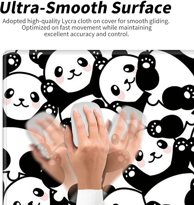 Desk Pad Mat Large Mouse Pad XL Extended Mousepad Gaming with Cute Panda 31.5" *11.8" Huge Mouse Pads for Computer Laptop Home Office