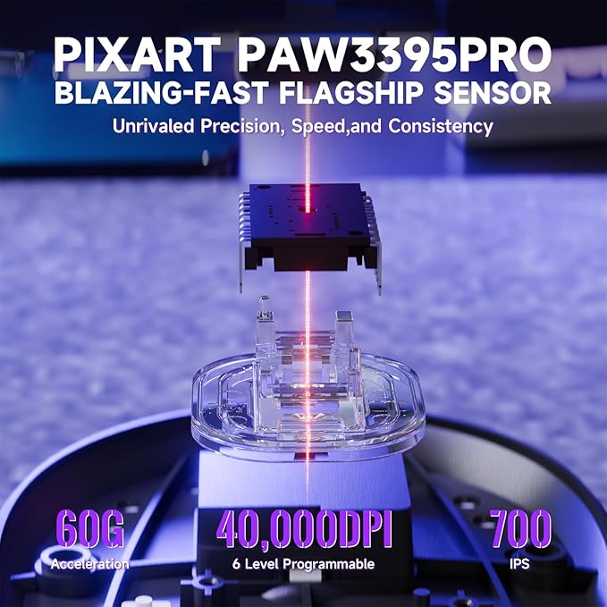 ATTACK SHARK X8 PRO 8K Wireless Gaming Mouse,PAW 3395PRO Sensor,40K DPI,Tri-Mode,55g Ultra-Light,Broadcom 52840 MCU Chip,Programmable Mice with Coiled Cable for PC/MAC/Win-Black&Tape