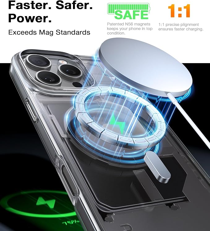 TORRAS Magnetic Shockproof for iPhone 16 Pro Max Case, [4X Military-Grade Protection] [Compatible with MagSafe] Translucent Case for iPhone 16 Pro Max Anti-Scratch Guardian 6.9", Clear