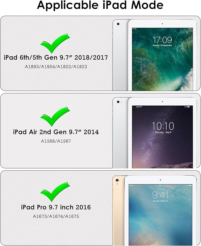 DTTO Case for iPad 6th/5th Generation 9.7 Inch 2018/2017, Adjust Kickstand Freely, Built-in Screen Protector, Frosted Full-Body Shockproof Protective Cover for iPad Air 2 / Pro 9.7, Navy Blue