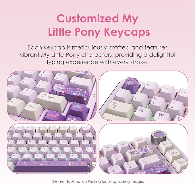 My Little Pony Wireless Mechanical Keyboard - 81 Keys RGB Gaming Keyboard with Custom Linear Switches, Hot-Swap & Knob Control, Triple Connection (BT5.0/USB-C/2.4GHz), Compact for Work & Gaming