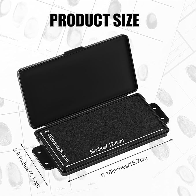 1 Pcs Fingerprint Ink Pads Rectangle Thumbprint Ink Pads Large Black Stamp for Home Office Notary Supplies Identification Notary Security ID Fingerprint Cards Law Enforcement Kit
