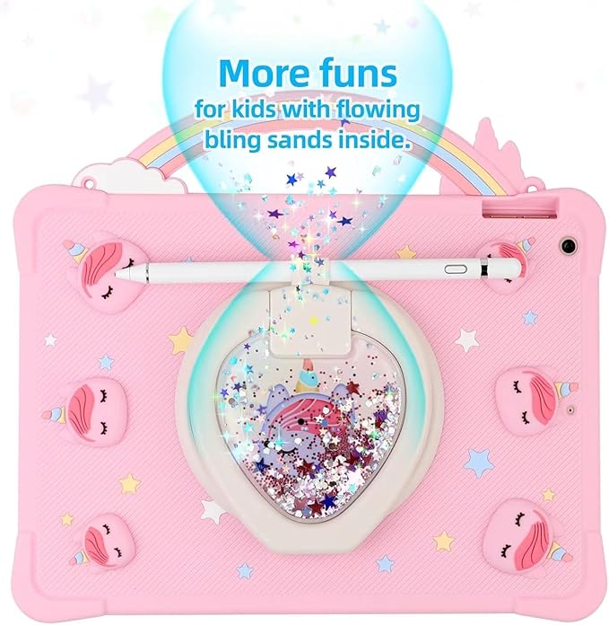 [Super Cute Rainbow Unicorn Case] Cytec Kids Adorable Case for iPad Pro 11 inch (1st, 2nd, 3rd & 4th Gen) 2018/2020/2021/2022 with 360° Rotating Stand