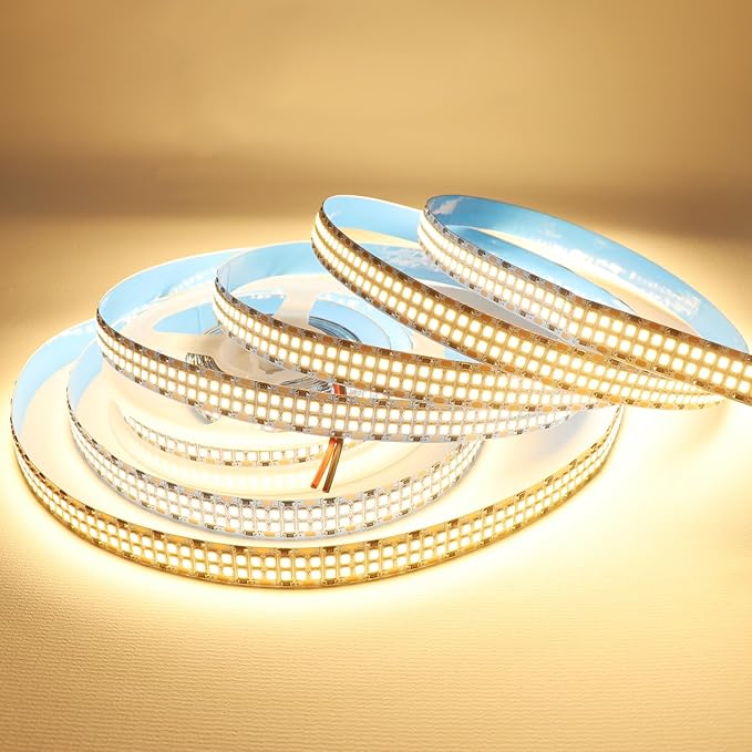 LEDENET 2835 SMD Warm White LED Strip Lights 3000K DC 12V 2400 LEDs 16.4ft/5M Double Row Flexible LED Strip Tape Light Ribbon Lamp LED Dimmable Strips for Bedroom Lighting