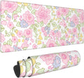 Cute Flowers Pink Floral Gaming Mouse Pad Large XL Desk Mat Long Extended Pads Big Mousepad for Home Office Decor Accessories 31.5 X 11.8 Inch