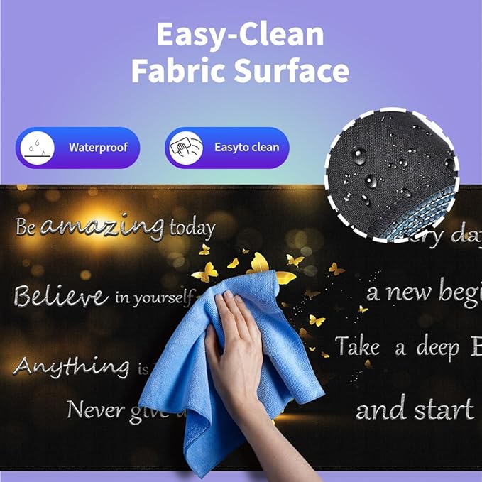 Large Gaming Mouse Pad (31.5" x 15.8")- Inspirational Quotes for a New Beginning Gold Butterflies, Extra XXL Office Accessories, Premium Stitched Anti-Slip Office Desk Mat