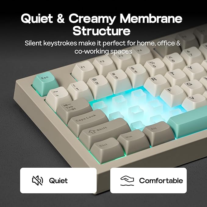EPOMAKER Aula S102 PRO Membrane Gaming Keyboard with TFT Screen, Volume Knob & Number Pad, BT/2.4G/USB, RGB Backlit, Creamy Silicone Structure, Silent Keyboard for PC Game/Office (Grey)