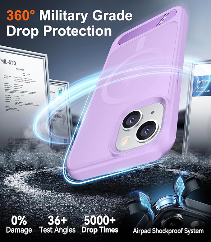 Magnetic Compatible with iPhone 15 Plus Case & iPhone 14 Plus Case, [Built-in Invisible Kickstand][Compatible with MagSafe][Military Grade Shockproof] Slim Translucent Matte Phone Case 6.7"