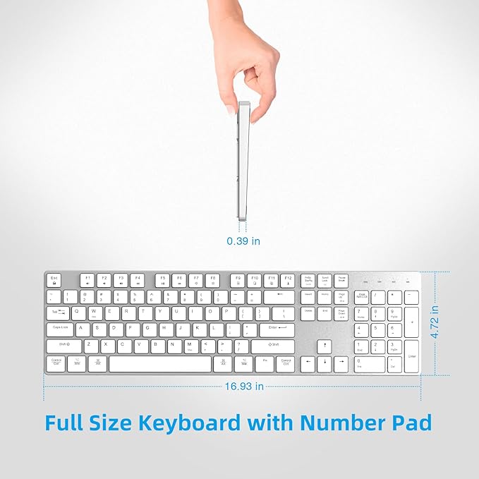 POWZAN Wired Backlit Keyboard for Windows/Mac,Aluminum Slim & Quiet Full Size Keyboards Light Up with USB A/USB C Dual Interface,Compatible with iMac,MacBook,iPad,Laptop,PC-Gray Black (Sliver White)