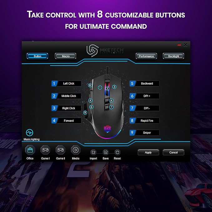 Wired Mouse for Gaming – USB Computer Mouse with 8 Programmable Buttons, 6 Adjustable DPI , Mechanical Switches, Rapid Fire & Sniper Buttons, Compatible with PC and Laptop – Black (Wicked Widow)
