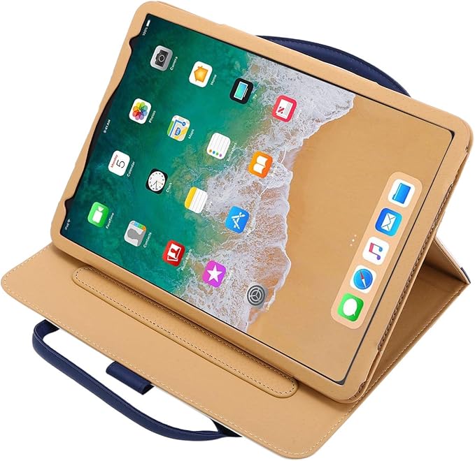 Handbag Case for iPad Pro 11" (2018-2025) & iPad Air 11 2024 2025/Air 10.9", Techcircle Cute Bowknot Pocket Wallet Folio Stand PU Leather Carrying Case, Auto Sleep/Wake, Blue