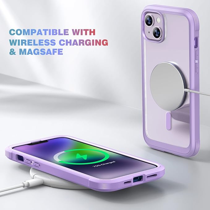 Diaclara Magnetic Designed for iPhone 14 Case, Compatible with MagSafe Built-in Touch Sensitive Anti-Scratch Screen Protector, with Camera Lens Protector for iPhone 14 6.1" (Peri Purple)
