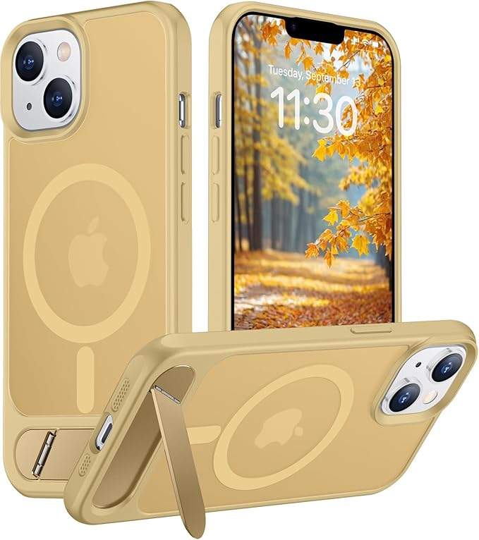 Magnetic Compatible with iPhone 14 Case/iPhone 13 Case,[Built-in Invisible Kickstand][Compatible with MagSafe][Military Grade Shockproof] Slim Translucent Matte Phone Case for iPhone 14/13 6.1"