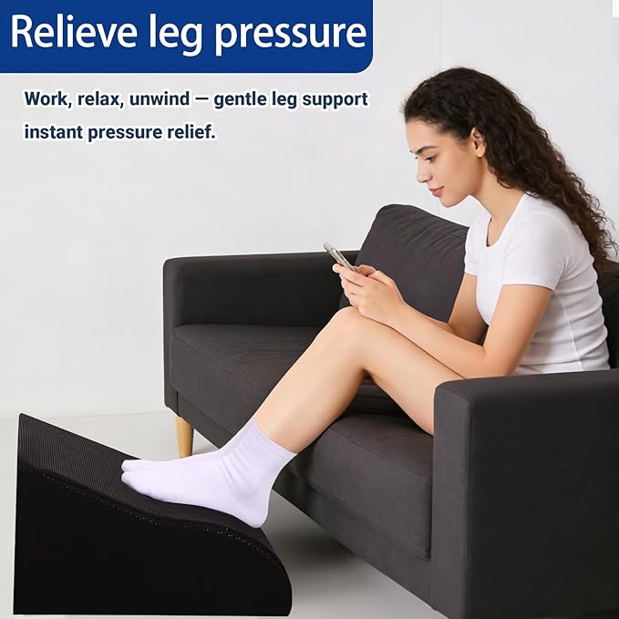 Foot Rest for Under Desk at Work, Ergonomic Under Desk Footrest with Washable Cover for Office, Home & Gaming Leg Elevation Pillow Black
