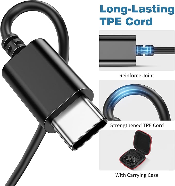 COOYA USB C Headphones Type C Wired Earbuds for iPhone 17 16 Pro 15 iPad 10 Air 6 Pixel 10 9 Magnetic Bass Noise Canceling in-Ear Earphones+Mic for Samsung Galaxy S26 S25 Ultra A16 S23 for OnePlus 13