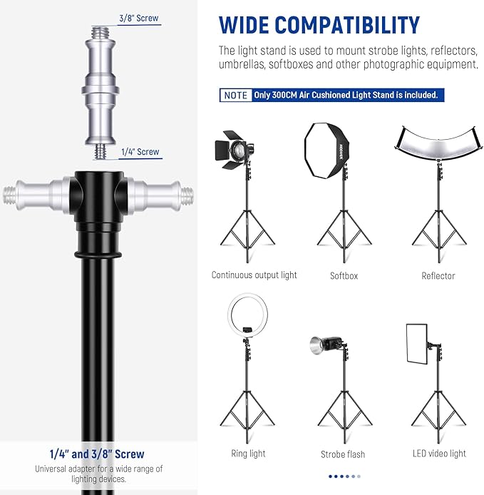 NEEWER HB60B 60W Mini LED Video Light with 50Wh Battery/100W PD Fast Charging APP/2.4G Control/NFC + 9.8ft/3m Air Cushioned Light Stand Tripod with 3 Way Mounting Interface Max Load 5.5lb/2.5kg