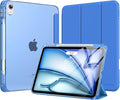 MoKo for iPad Air 11 inch Case (M4/M3/M2) 2026/2025/2024, iPad Air 5th/4th Gen 10.9 inch Case 2022/2020 with Pencil Holder, Slim Light Trifold Cover with Hard PC Translucent Back Shell, Cobalt Blue