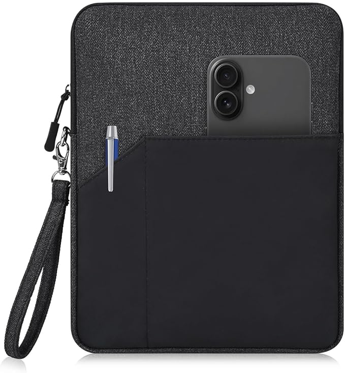 CAAORDKSO 7-8 Inch Tablet Sleeve Bag, Waterproof iPad Pouch Cover Case for iPad mini (A17 Pro) 8.3" 2024, iPad mini 6/5/4/3/2/1, Samsung Galaxy Tab S2 8.0, Galaxy Tab A 8.0, ZenPad Z8s 7.9, Black - A