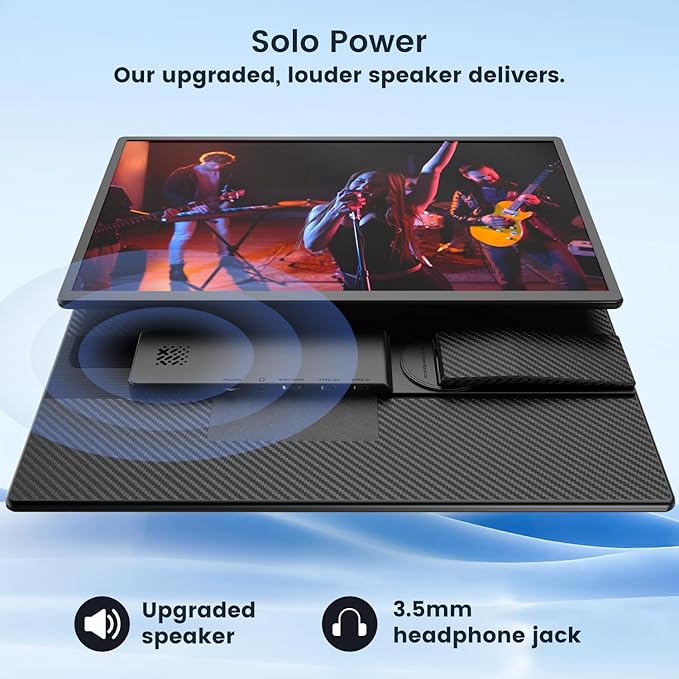 FLYTOCCA Portable Monitor, 16 Inch FHD 1200P, Horizontal/Vertical Monitor, Plug & Play, Built-in Speakers & Headphone Jack, Travel Monitor for Laptop with Premium Smart Cover