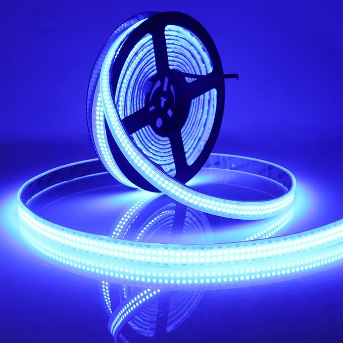 LEDENET Outdoor 12V LED Strip Lights 16.4ft, Double Row 2400 LEDs Waterproof IP67, Super Bright Blue Dimmable Flexible Tape Lights for Outdoor, Truck, RV, and Boat Lighting