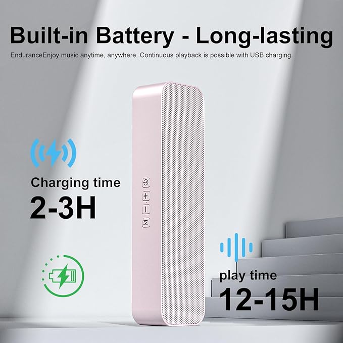 Computer Speaker for Desktop,Rechargeable PC Speaker,Small Computer Soundbar with Stereo & Bass,3.5mm Aux-in,Bluetooth,TF Port,Loud Volume for Web Conferences,Teacher,Music (Pink)