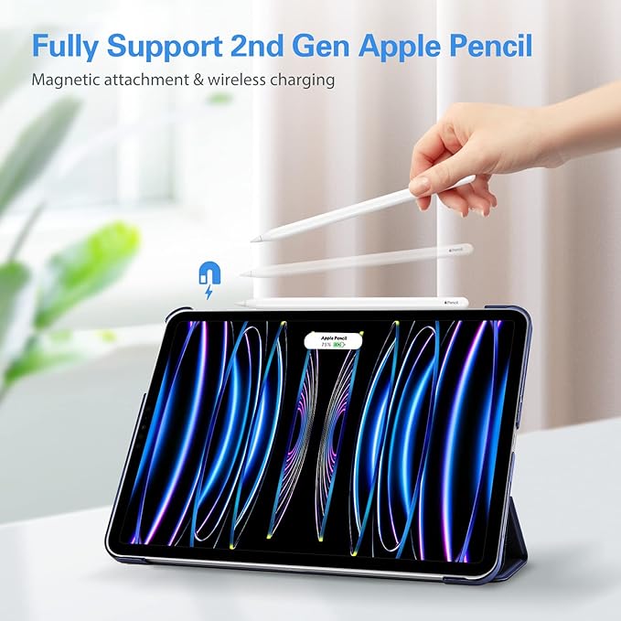 ProCase for iPad Pro 11 Inch Case 2022/2021/2020/2018(4th/3rd/2nd/1st Generation), iPad Pro 11" Slim Stand Hard Back Cover Shell Smart Folio Compatible with Pencil/Support Auto Wake/Sleep -Navy